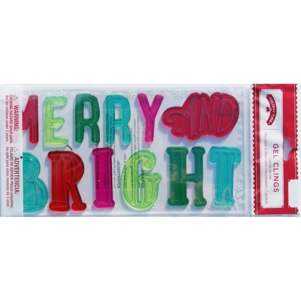 NEW Christmas Winter MERRY and BRIGHT window Gel Clings 12 pcs Decorations cute!